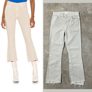 MOTHER The Insider Crop Step Fray Jeans in Toasted Ivory Women's Size 26 Raw Hem
